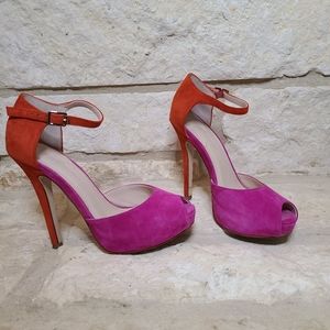 BCBGENERATION Suede Two-Tone Platform Heels, Sz 7